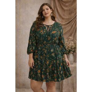 Daniel Rainn Womens Macie Dress Medium Floral Long Sleeve Prairie Cottage Boho